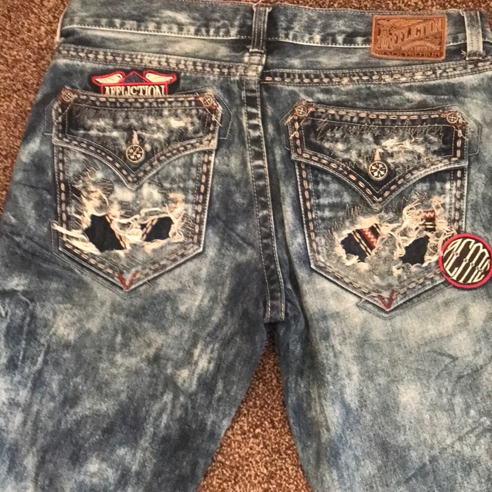 Affliction Men's Slim Straight Jeans - Distressed BlueAffliction mens